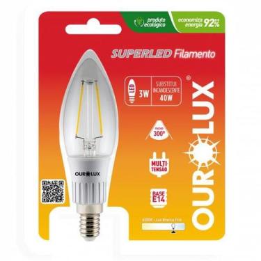 Imagem de Lampada LED Vela Filamento Fosca Bocal E14 3 watts Bivolt 6000K Branco
