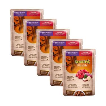 Imagem de KIT 5 Ração Úmida Special Dog Ultralife para Cães Ad Sabor Carne ao Mo
