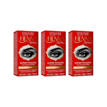 Imagem de Henna Sobrancelhas Makeline 1,5G 1.0 Preto - Kit Com 3Un