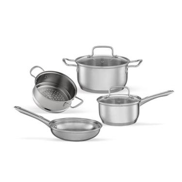 Imagem de Jogo de Panelas Brinox Aço Inox Fundo Triplo Jasmin 4 Peças com Induçã