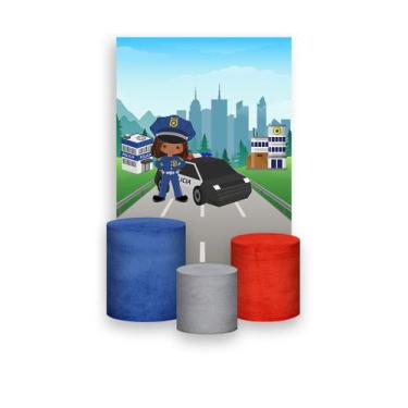 Imagem de Painel De Festa Vertical 1,50 x 2,20 + Trio De Capas Cilindro - Polici