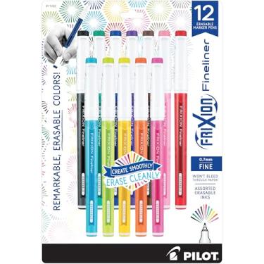 Imagem de PILOT Canetas marcadoras apagáveis FriXion Fineliner 11452, ponta fina, tintas de cores sortidas, pacote com 12 unidades