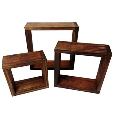 Imagem de KIT NICHO DECORATIVO MADEIRA RÚSTICO TRIO SIMPLES - NOGUEIRA/CRU (Nogueira)