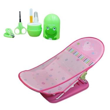 Imagem de Cadeira Banheira Rosa Infantil Banho Menino + Kit Manicure - Color Bab