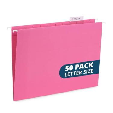 Imagem de Pastas de arquivo suspensas Blue Summit, tamanho carta, rosa, ótimo para organizar e armazenar arquivos fácil, 50 por caixa