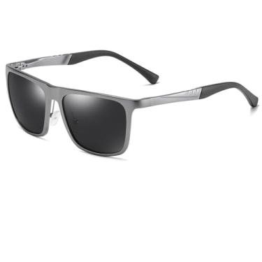 Imagem de Óculos de sol polarizados masculinos uv400 retro óculos de sol de alumínio magnésio quadro condução pesca esportes feminino viseira óculos, arma fosca, 1245