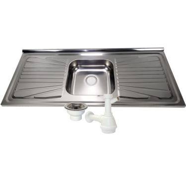 Imagem de Pia Inox Fabrinox PS1200 120x52cm, cuba central, válvula e sifão