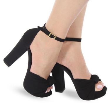 Imagem de Sandália Feminina Meia Pata Salto Grosso Nozinho P29 - Modarpe, Preto,