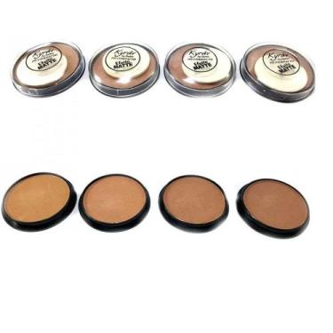 Imagem de Kit 4 Pó Compacto Facial Matte Maquiagem Atacado C/ Esponja - Kyrav
