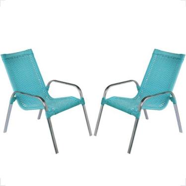 Imagem de Kit 2 Cadeiras De Alumínio Para Área Externa Fortaleza Fibra Sintética