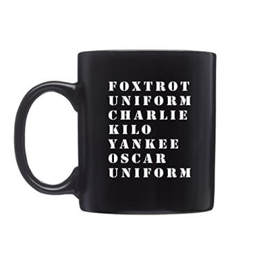 Imagem de Rogue River Tactical Caneca de café engraçada Alfabeto Militar Foxtrot You Black Novelty Cup Ótima Ideia de Presente para Festa de Escritório Empregado Chefe Colegas