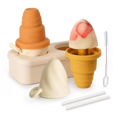Imagem de Haakaa Conjunto de moldes de picolé de sorvete Freeze-N-Sip, moldes de picolé de silicone reutilizáveis para crianças - sem BPA, máquina de picolé de fácil liberação - Moldes de sorvete caseiros DIY