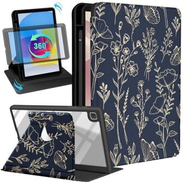 Imagem de Uppuppy Capa para Samsung Galaxy Tab A7 Lite de 8,7 polegadas com suporte de lápis feminino e floral, bonito, bonito, kawaii, design estético, suporte giratório para tablet Samsung A7 Lite