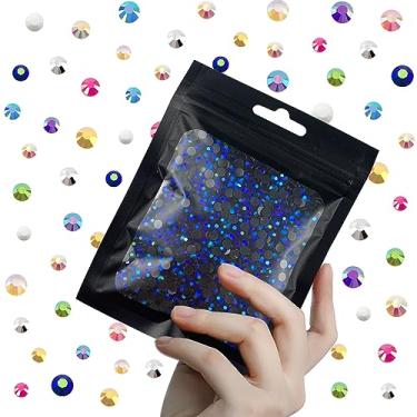 Imagem de CLRDIVA 3000 peças, 4 mm, azul, roxo, AB Flatback Resina, Strass, Geleia, Geleia, Cristais de costas planas, sem hotfix, pedras de atacado, diamantes para artesanato, copos de rosto, olhos, maquiagem, unhas Bling DIY decoração