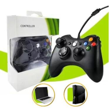 Imagem de Controle Manete Compatível Para Xbox 360 E Pc Com Fio Joystick Com Nfe