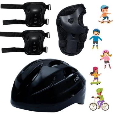 Imagem de Kit De Proteção Infantil Menina E Menino Bike Skate Patins - OEX, Pret