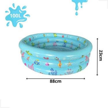 Imagem de Piscina Inflável Redonda 3 Anéis 100 Litros Crianças Summer - Wellmix,