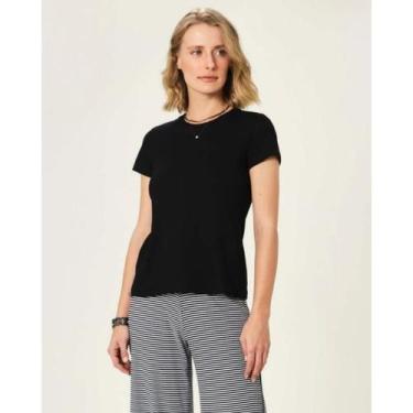 Imagem de Blusa Feminina Gola Careca Manga Curta Básica Malwee R. 4499, Preto, G