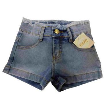Imagem de Shorts Jeans Luxo Infantil Menina Verão Katita Kids Ref 2431, TAM 1 AN