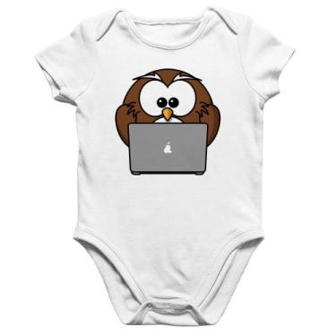 Imagem de Body Bebê Algodão Coruja Internauta - Foca na Moda, Branco, M
