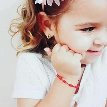 Imagem de 02 Pulseira vermelha sete nós kabbalah  infantil proteção para o dia a