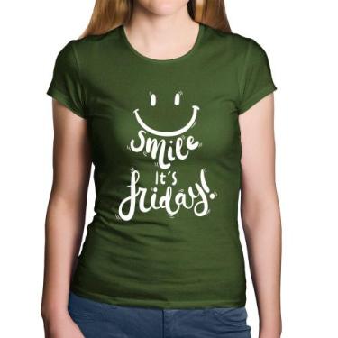 Imagem de Baby Look Algodão Smile, It's Friday! - Foca na Moda, Musgo, GGG