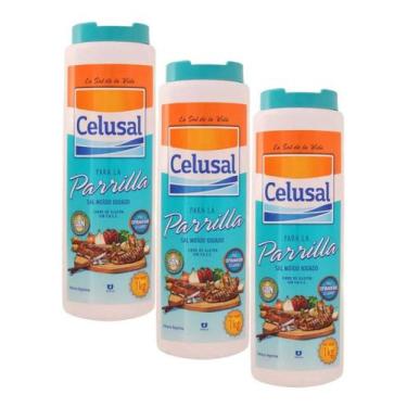 Imagem de Kit 3 Unidades Sal Entrefino Parrilla Saleiro 1 Kg - Celusal
