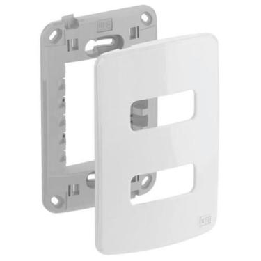 Imagem de Kit 5 Placas 4x2 de 2 Posições + Suporte - Composé - WEG, Branco