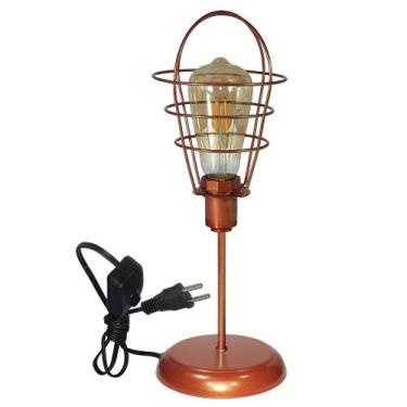 Imagem de Luminária Mesa Abajur Clássico Aramado Lamp Cobre P/LED - Jota Ilumina