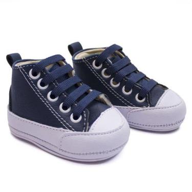 Imagem de Tênis Cano Alto Bebê Couro Unissex - Clacle, Azul, Branco, 14