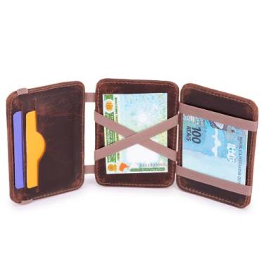 Imagem de Carteira Mágica Em Couro Tripla Espaço CNH Cédulas Notas Envio Imediat