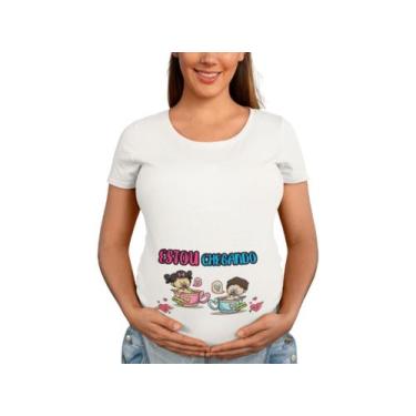 Imagem de Camiseta Gestante Estou Chegando Papai Chá De Bebê Grávida Branca - De