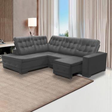 Imagem de Sofá Canto Chaise Dueto 250 x 205 Cm Retrátil Mola Bonnel Reclinável V