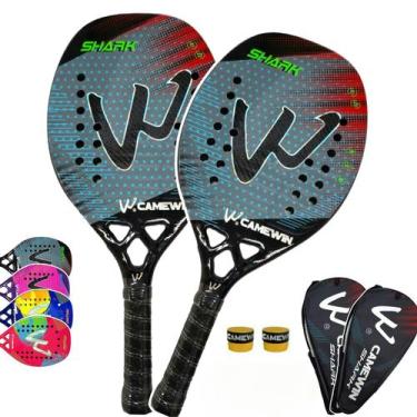 Imagem de Kit 2 Raquetes Beach Tennis Full Carbon 3K Camewin Top Shark