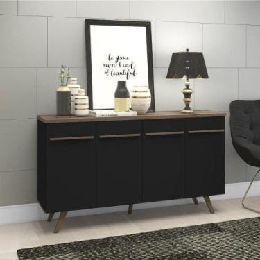 Imagem de Buffet Retrô com 4 Portas - Preto/Rústico - Movelbento, Preto