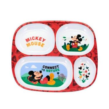 Imagem de Prato Refeição Infantil 4 Divisórias Melamina Mickey Mouse Disney - Tu