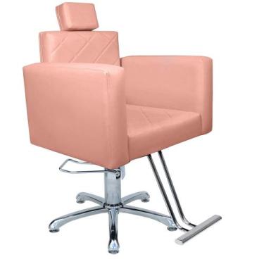 Imagem de Cadeira Hidráulica Evidence Fixa Para Salão Rose Gold - Moveis e compa