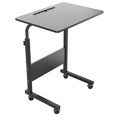 Imagem de SogesHome Mesa de computador portátil de 23,6 polegadas – Mesa de pé ajustável com compartimento para tablet, carrinho de laptop e mesa de cama móvel, preta