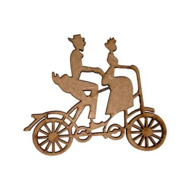 Imagem de Aplique Bicicleta Casal 6,5x5,5 Kit 50un Mdf Cru Madeira - ATACADÃO DO