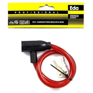 Imagem de Cadeado para bicicleta com cabo de aço 50cm 9YH - Eda, Vermelho