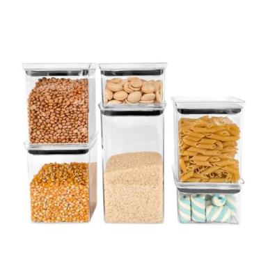 Imagem de Kit Potes Herméticos 6un 550ml/1300ml/2100ml Acrílico Empilháveis Resi