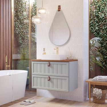 Imagem de Gabinete Suspenso com Cuba Sense 80cm e Espelho Gota Pistache MGM