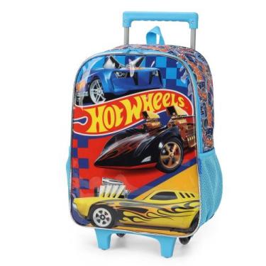 Imagem de Mochila De Rodinhas Escolar Menino Hot Wheels luxcel, Azul