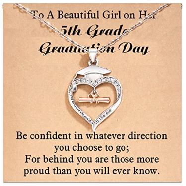 Imagem de Shonyin Presentes de formatura para ela 2023, colar de formatura para 5th Fifth 8th 6th College Law Middle High School Master Degree Nurse Phd Graduation Jewelry Gifts for Girls Daughter Best Friend, Aço inoxidável, Ágata