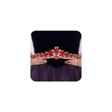 Imagem de Teyglen Coroa de cristal e tiara para mulheres, coroa de rainha com strass dourado, tiara de princesa elegante para aniversário, casamento, festa de formatura, coroa de noiva, Free size, Strass, Sem
