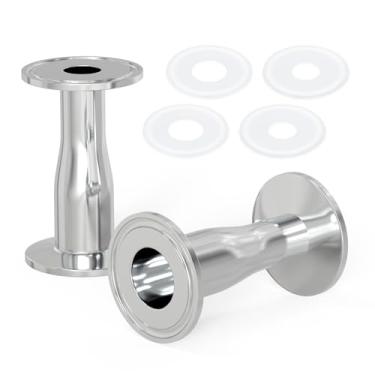 Imagem de TAISHER 2 peças de aço inoxidável 304 tubo de 1-1/5.1 cm OD x 3/10.2 cm tubo OD redutor de tubos sanitários 3.8 cm Tri Clamp 50,5 mm Flange de virola com 4 peças de juntas de silicone