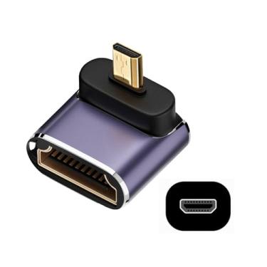 Imagem de xiwai Adaptador conversor dourado de extensão UHD macho para HDMI 2.1 fêmea com ângulo descendente 8K 60hz HDTV