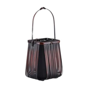 Imagem de Ioensy Vaso de flores de bambu decoração rústica para casa para mesa de jantar decoração de restaurante casa, 10cmx10cmx26cm