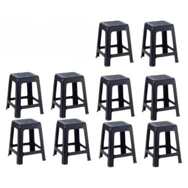Imagem de Kit de banquetas de plástico (até 120 kg) (10 unidades) (preto) para sala de estar, quarto, pátio