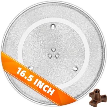 Imagem de CALPALMY Placa de vidro de micro-ondas de 41,5 cm - Substituição exata para números de peça de mesa giratória de vidro A06014M00AP e F06014M00AP - Placa de vidro para micro-ondas pode ser lavada na